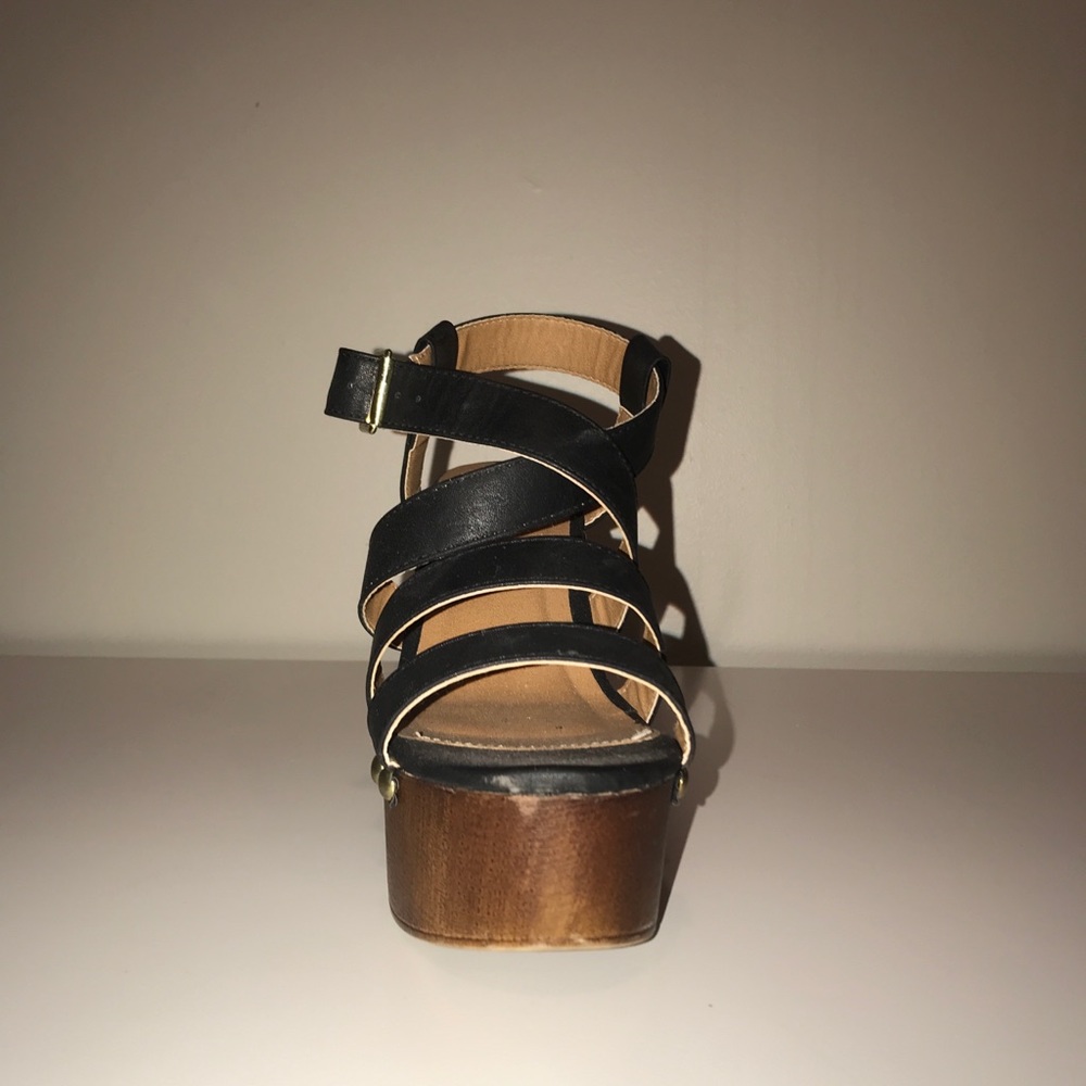 Chunky black heels